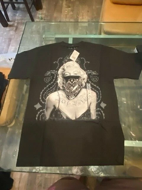 187 Inc Avenue Marylin Monroe Tatted Up Black Shirt Sleeve T Shirt Men MEDIUM
