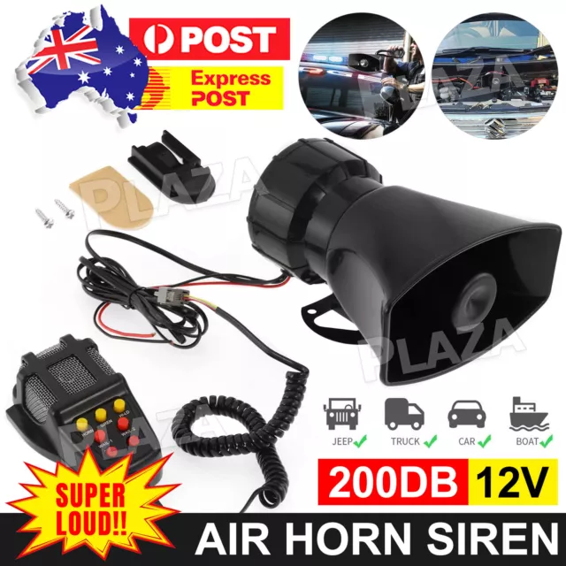 Air Horn Siren Megaphone Loud + MIC Speaker 7 Sounds Car Vehicle Truck Van 12V