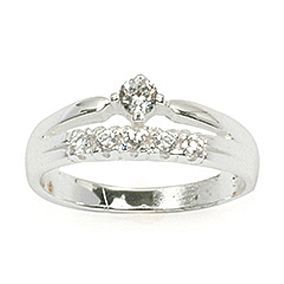 Bijoux Femme Bague T50 Alliance X Demi-Rail de Diamant Cz 2mm Argent 925 