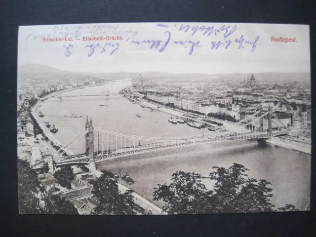 AK Budapest -Elisabeth-Brücke gelaufen 1907 (P 148)