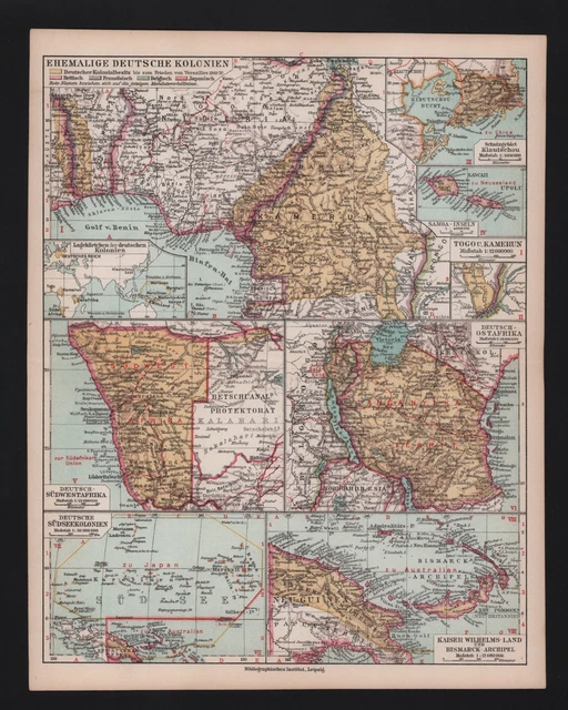Landkarte 1926, Ehemalige Deutsche Kolonien. Deutsch-Süd-West-Afrika Südsee