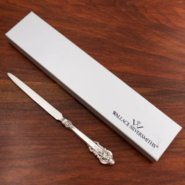 New Wallace Sterling Silver Handled Letter Opener Grande Baroque Orig Bag, Box