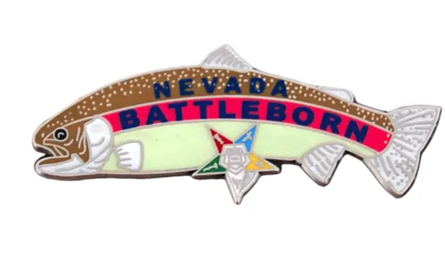 Battle Born Nevada Trout Fish Masonic Order Of The Eastern Star Lapel Pin