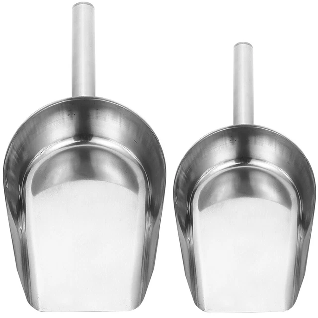 2 piezas pala de grano de acero inoxidable pala de cereal plateada