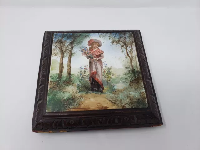 Antique French Art Tile Plant Stand or Trivet. Montreau  B&C