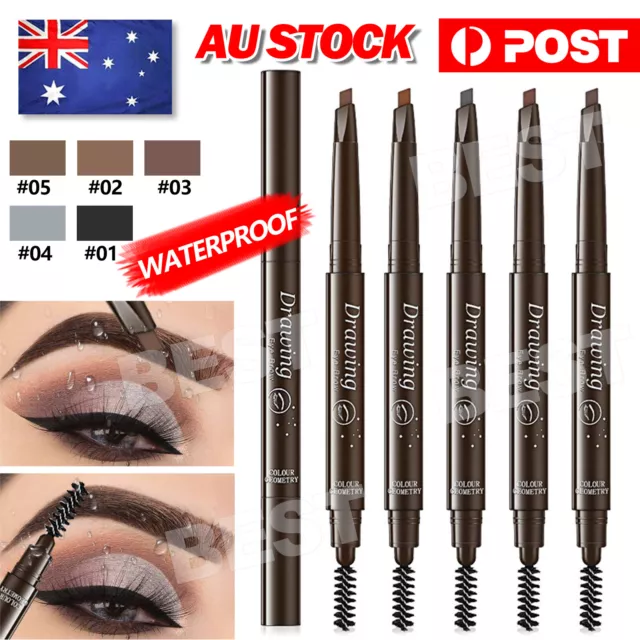 Waterproof Eyebrow Pencil Brow Eye Eyeliner Pen With Brush Makeup Cosmetic Tool