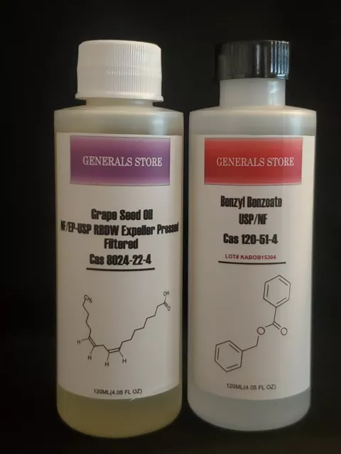 120ml Benzyl Benzoate USP/NF + 120ml Grape Seed Oil NF/EP -USP RBDW