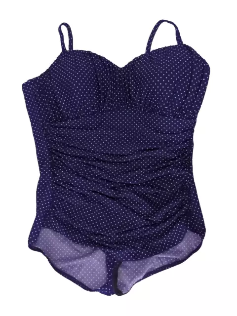 Miraclesuit One Piece Swimsuit Blue Polka Dot Ruched Top Womens Size 24W