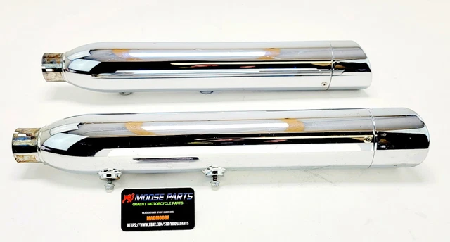 12-17 Harley Davidson Softail FLST Chrome Exhaust Slip On Muffler Set 64900344