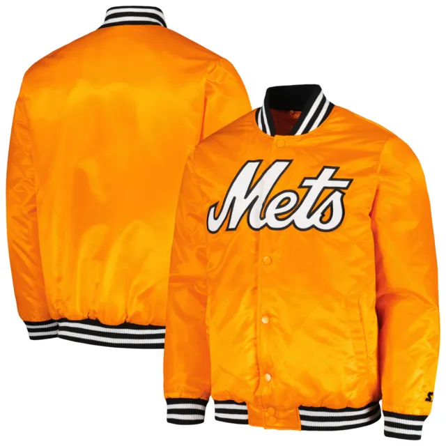 Men's Starter Orange New York Mets Cross Bronx Fashion Satin Full-Snap Varsity