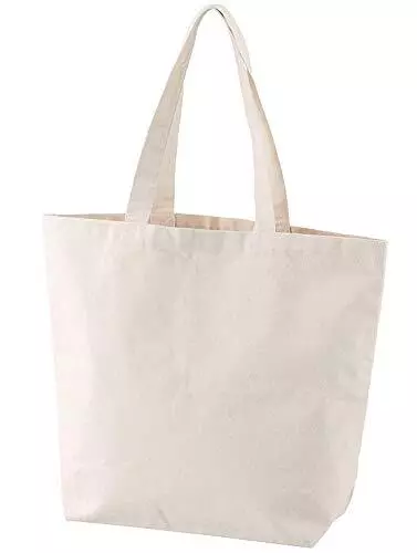 Basic Standard Canvas Cotton Shoulder Tote Bag Solid Capillary Thick 12 ounce Ov