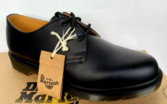 Dr Martens Black  1461 Plain Welt Smooth Leather Shoes Size Uk 8 Eu 42