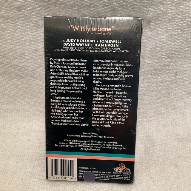 ADAM’S RIB - VHS Sealed Spencer Tracy and Katharine Hepburn Movie ...