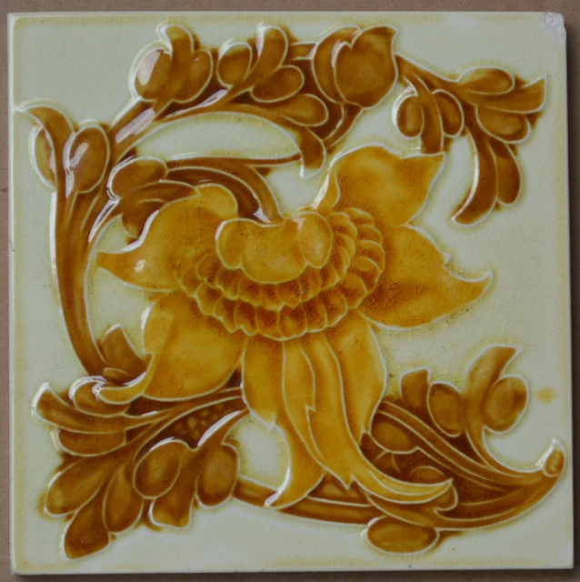 Antique Pilkington's England - Art Nouveau Majolica Tile C1900