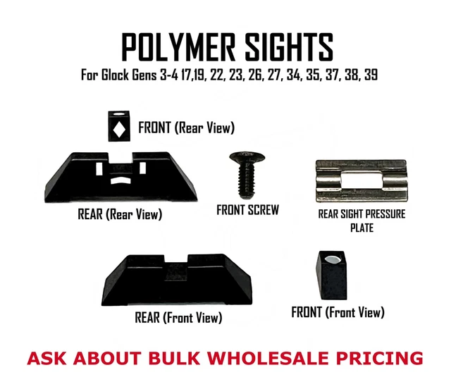 Glock OEM Polymer Fixed Rear Sight SP33270 – 6.1mm, For Slim Frame 42/43, 9mm/.380