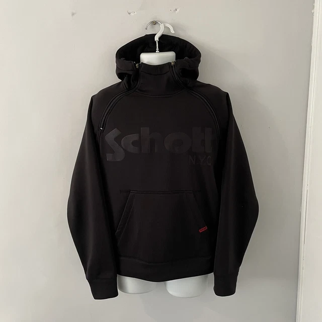 VINTAGE Y2K SCHOTT NYC HOODIE LARGE BLACK RETRO 00s 29.99