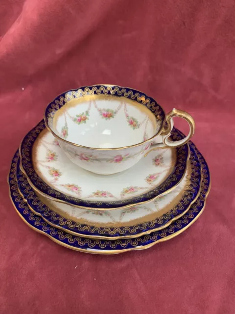 BEAUTIFUL 4 PIECE SETTING AYNSLEY PINK ROSES SWAGS CUP SAUCER 2x PLATES  #12907