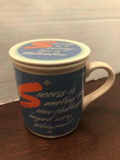 VTG 1988 Hallmark Mug Mates Coffee Tea Mug Cup With Coaster L SUCCESS IS A JOURN