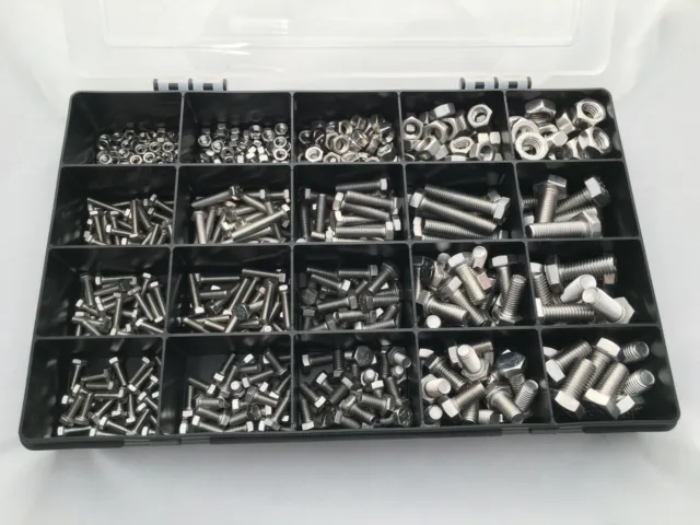Stainless Steel Nuts and Bolts Kit M4 M5 M6 M8 M10 A2 Stainless 600 Assorted pcs