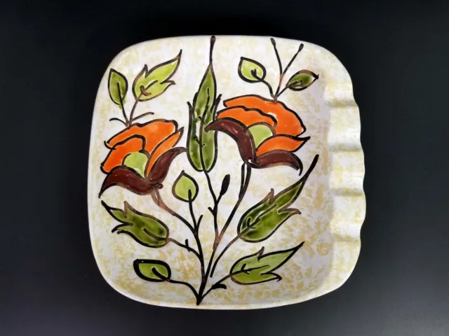 Alvino Bagni Raymor Italy Pottery Plate Dish Majolica Pop Art Poppy Flower MCM