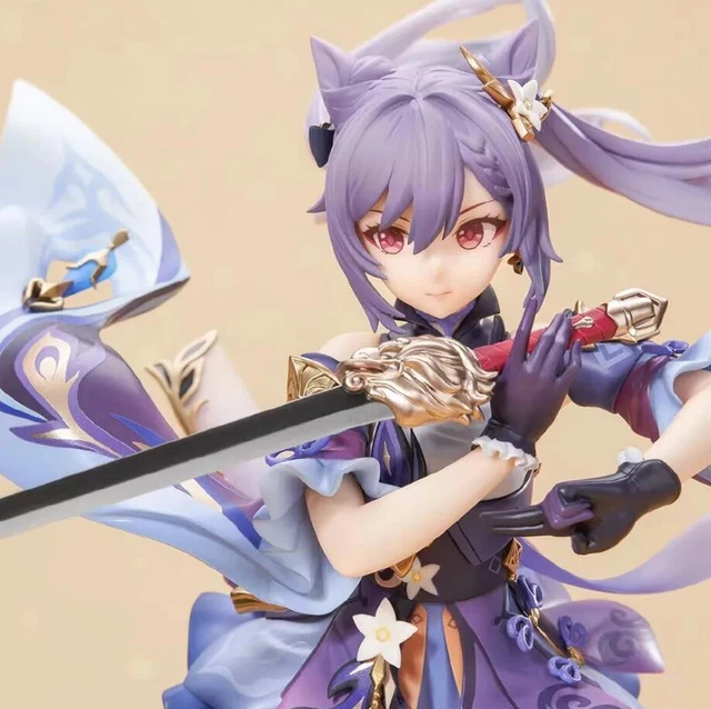 24 cm Genshin Impact Anime Figure Keqing Kawaii Standing Action Figure Collezione in PVC Modello Ornamenti per bambole Giocattoli Regali di compleanno  26