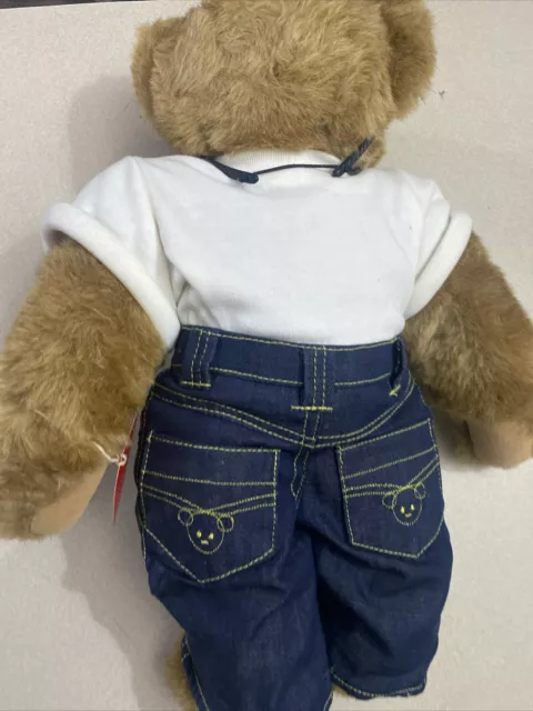 Vermont Teddy Bear Brown Red Heart Love Tattoo Jointed 16" Tee Shirt & Jeans 2