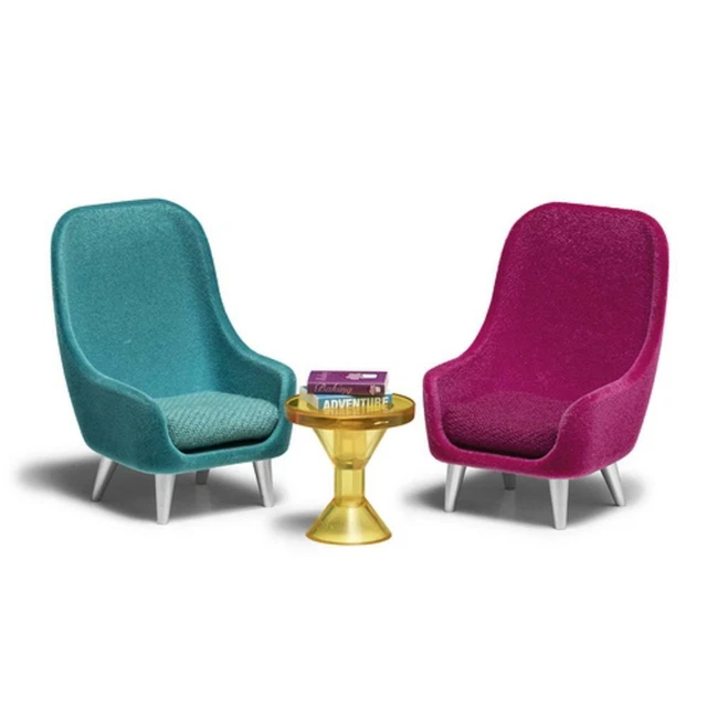 Lundby Dolls House Blue & Pink Armchair Set Miniature Living Room Furniture 1:18
