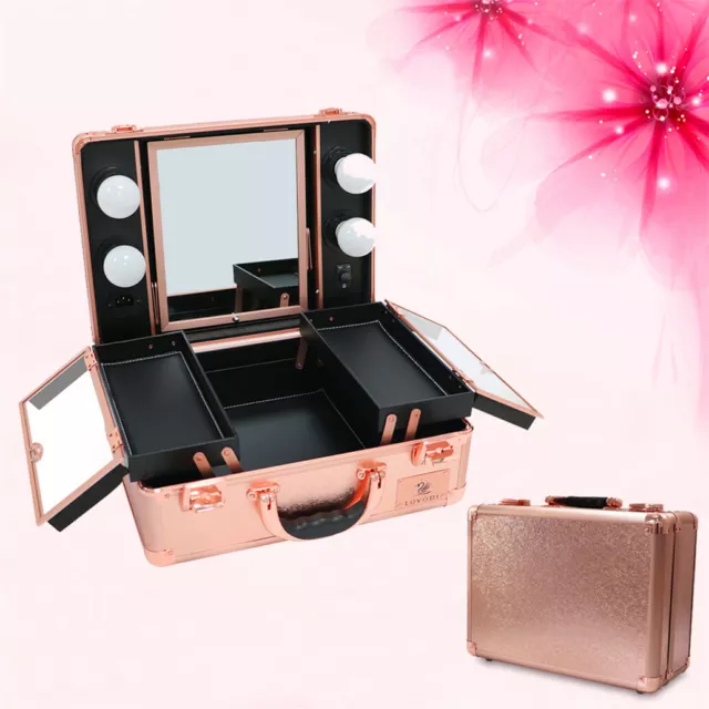 Luxury Make Up Vanity Case Travel Box Beauty Cosmetic Storage Organizer W/LED