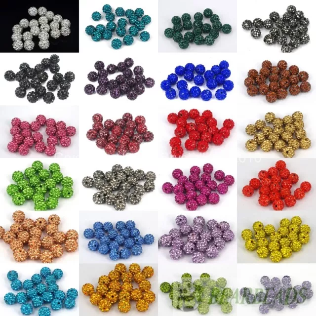 20Pcs Quality Czech Crystal Rhinestones Pave Clay Round Disco Ball Spacer Beads 2