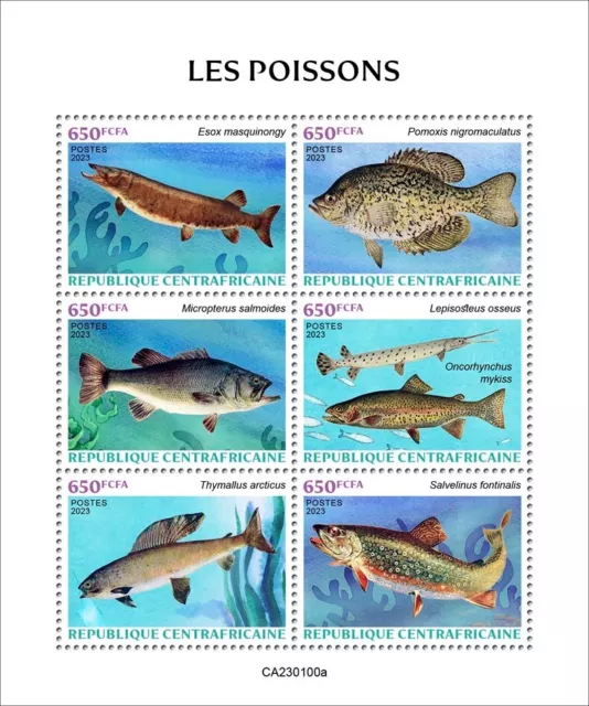 Fishes MNH Stamps 2023 Central African Republic M/S