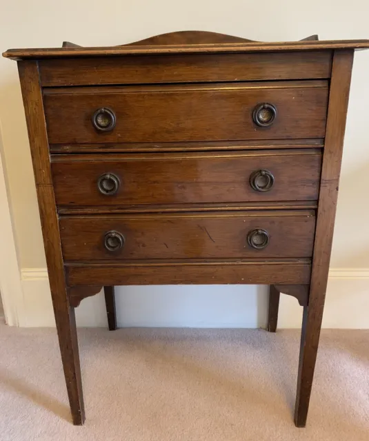 ANTIQUE Georgian Mahogany 3 DRAWER MUSIC Table, Desk, Chest Of Drawers