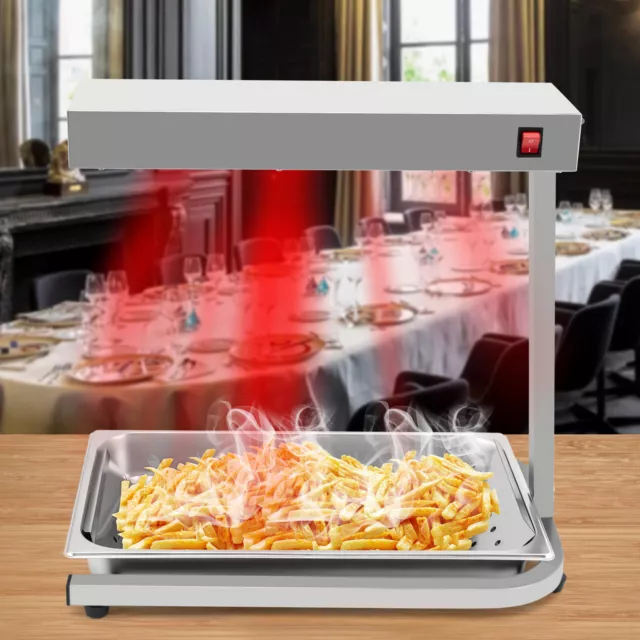 Infrared French Fry Fryer Dump Food Pan Warmer Commercial Food Heat Lamp 500W