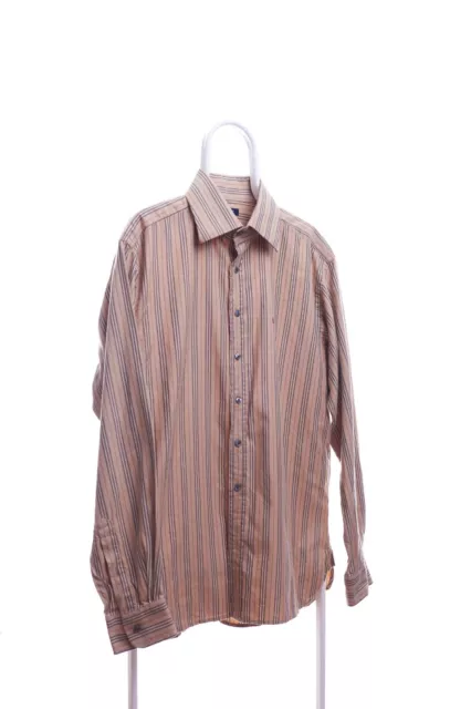 Mens BURBERRY LONDON Beige Strip Button Down Long Sleeve Dress Shirt Size 16 1/2 2