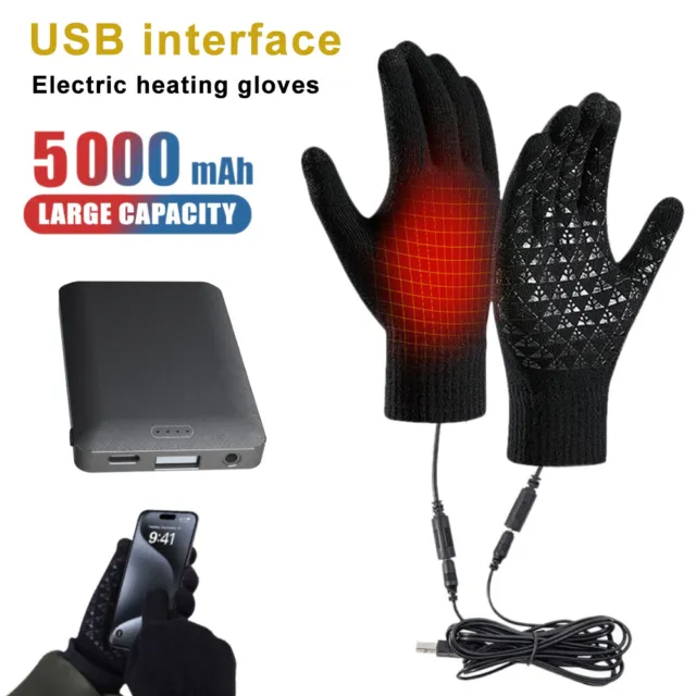 USB Akku Elektrische Beheizte Handschuhe Touchscreen Winter Warme Thermische