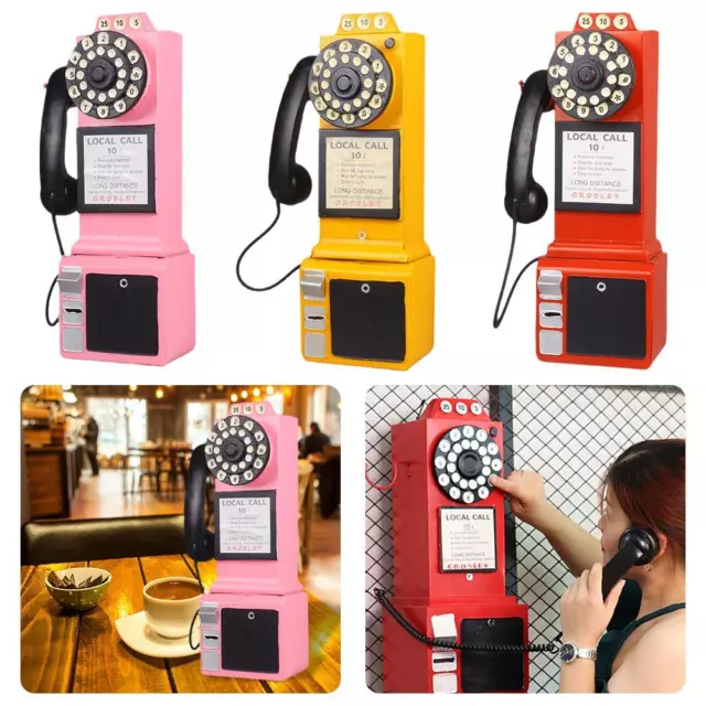 Retro Bar Decoration Wall-Mounted Pay Rotate Phone Resin> Model Telephone 9CM3