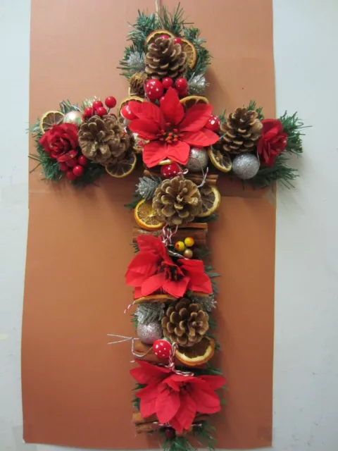 Croce Grave di Natale fatta a mano 18 pollici NUOVA persona amata a Natale