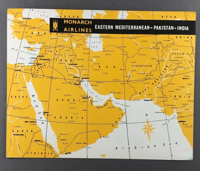 Monarch Airlines Mediterranean-Pakistan-India Flight Bulletin Report Route Map