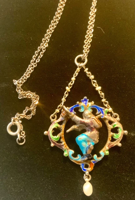 Petite croix en pendentif, bronze & cabochons émaillés - émaux grand feu Petite croix en pendentif, bronze & cabochons émaillés - émaux grand feu