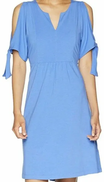 NWT Mod-O-Doc Cotton Modal Spandex Jersey Tied Sleeve Cold Shoulder Dress Size L