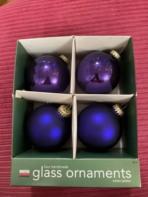 Vtg Martha Stewart Winter Jubilee  Glass Ornament 4 Christmas Tree Purple Large
