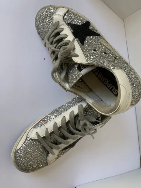 Golden Goose Ssense Leopard Glitter Silver Ice Star Low Top Lace Up Sneakers 9