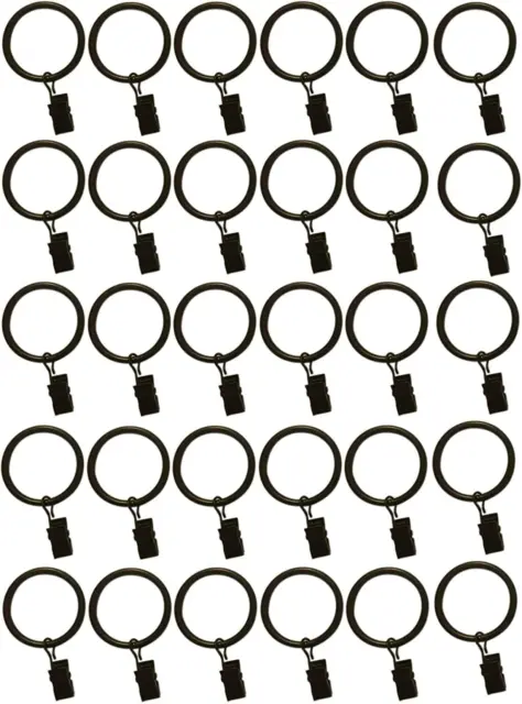 1.5-Inch, Set of 30, Black - Metal Curtain Rings with Clips and Eyelets – TEJAT