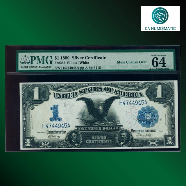 Fr.235 1899 $1 Dollar Consecutive Serial Number, Black Eagle, PMG 64, 44945