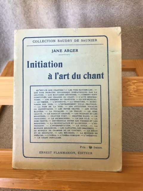 Jane Arger Initiation à l'art du chant éditions Ernest Flammarion 1924