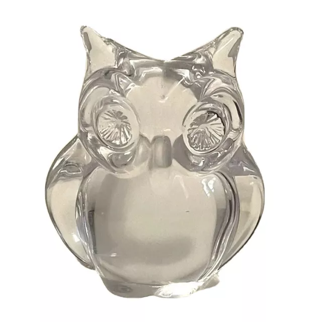 Beautiful Vintage Cute Clear Signed Crystal Owl Daum France 🇫🇷