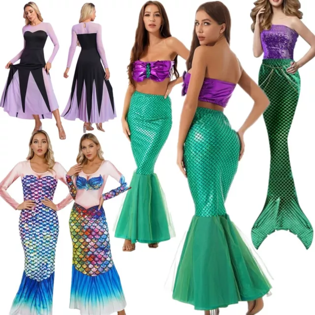 Adulto Mujer Halloween Sirena Juego de Rol Elegante Vestido Mar Bruja Disfraces con disfraces 2