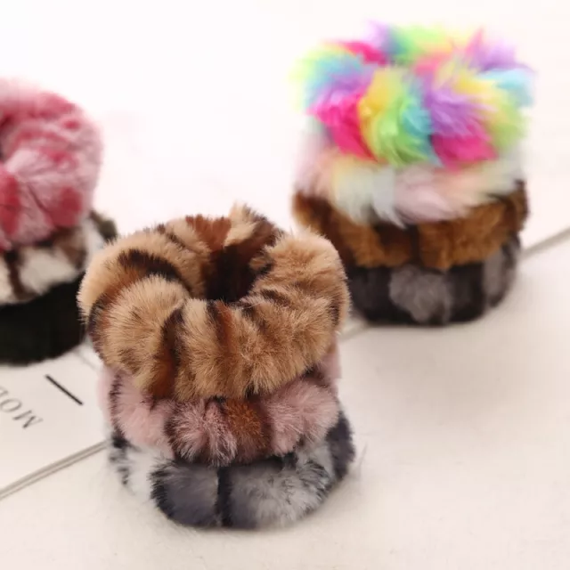 Fluffy Faux Fur Bundle Pompom Elastic Hair Band Bobbles Ponytail Hair Scrunchie