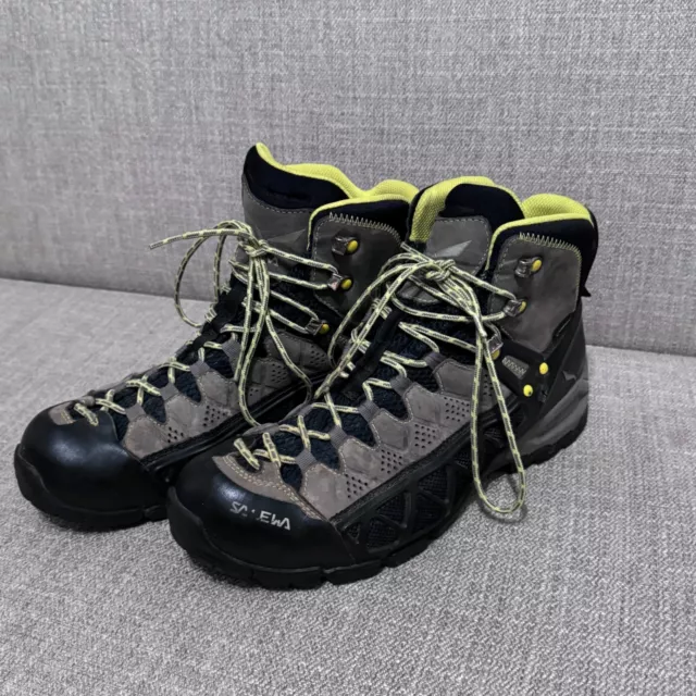 Salewa Boots Mens 10.5 Black Brown Alp Flow Mid GTX Goretex Hiking Outdoor