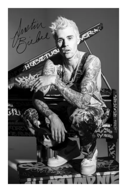 Justin Bieber Signed A4 Photo Print Autograph Music Beiber