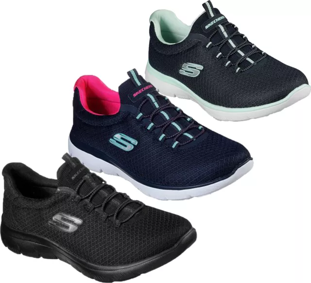 Womens Skechers Slip On Memory Foam Walking Running Sports Trainers Shoes  Size